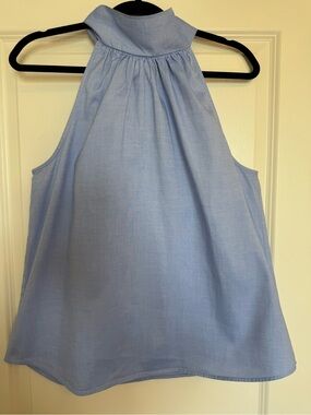 J.Crew Women’s Light Blue Chambray Bow Halter Neck Top